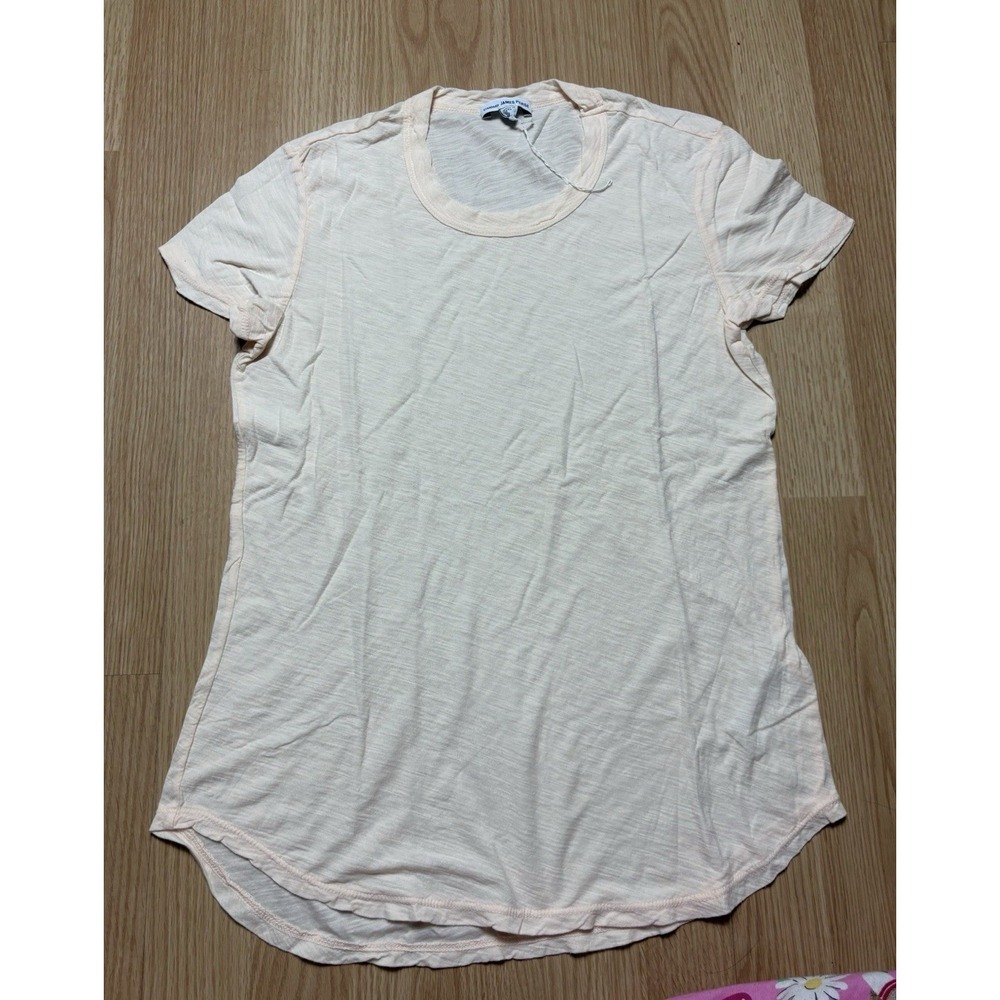 James Perse Light Coral Sheer 100% Cotton Short Sleeve Soft Womens Size 3 (L)